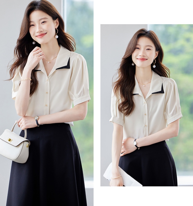 Unique temperament shirt Korean style apricot tops