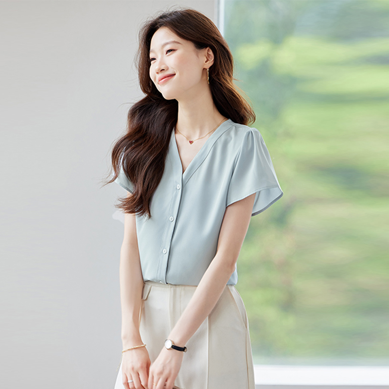 All-match Western style small shirt short sleeve shirt