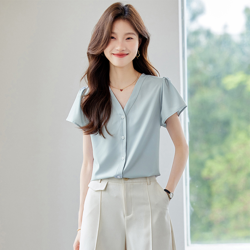 All-match Western style small shirt short sleeve shirt