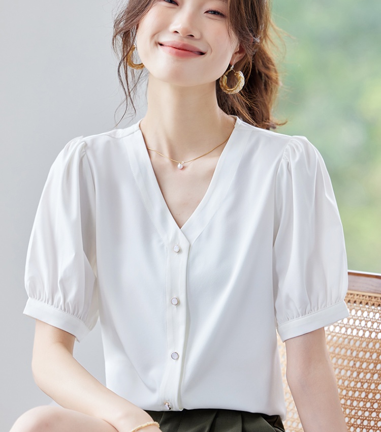 Fashion all-match thin tops purple simple shirt for women