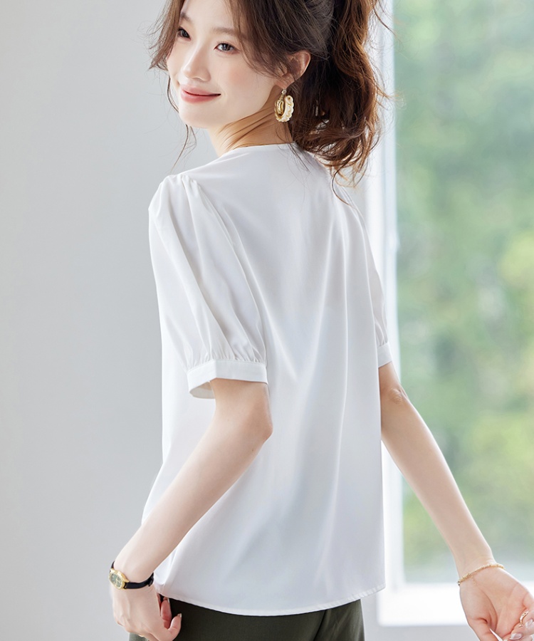 Fashion all-match thin tops purple simple shirt for women