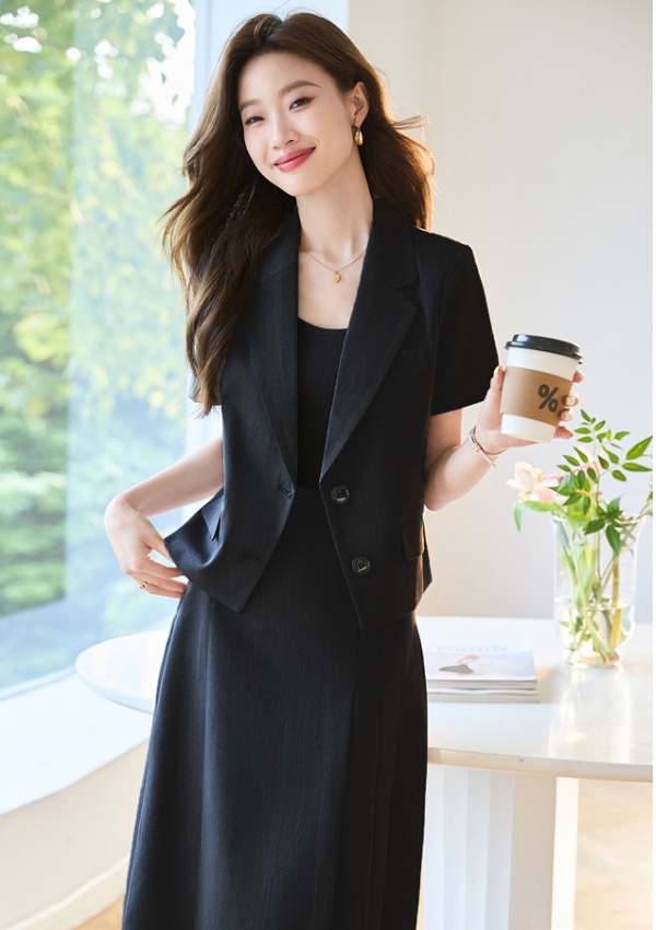 Short sleeve business suit simple skirt 2pcs set