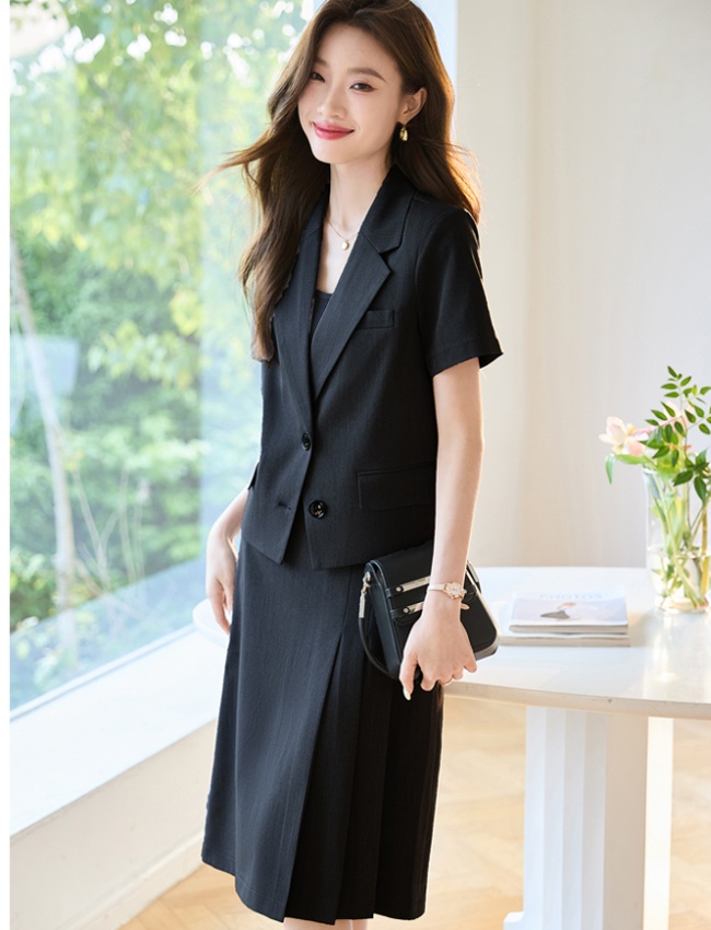 Short sleeve business suit simple skirt 2pcs set