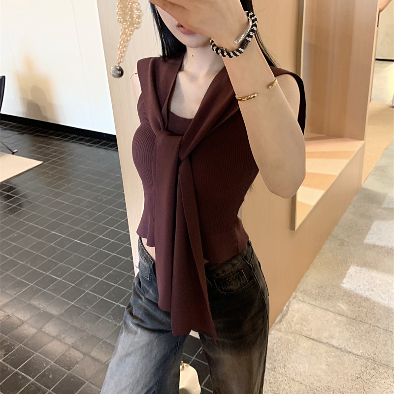 Cozy breathable vest summer shawl 2pcs set for women
