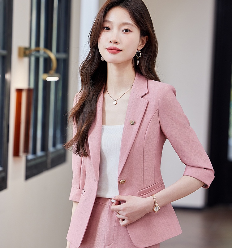 Pink business suit short sleeve coat
