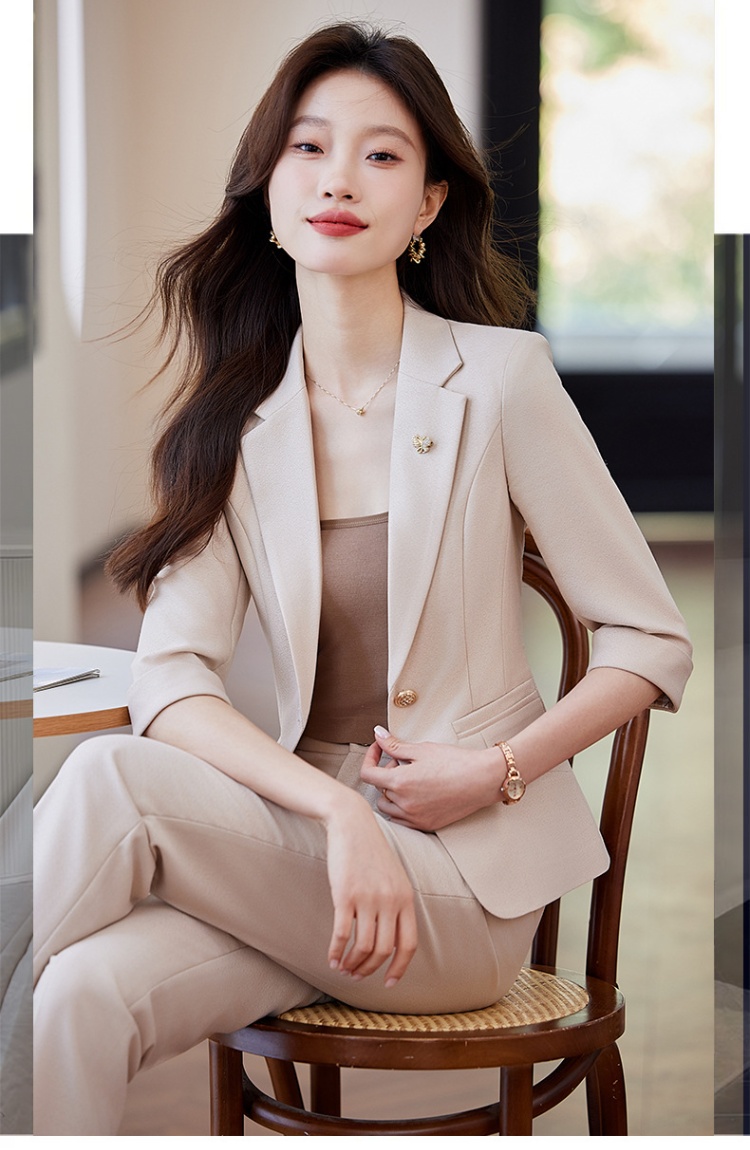Commuting business suit pink coat 2pcs set for women