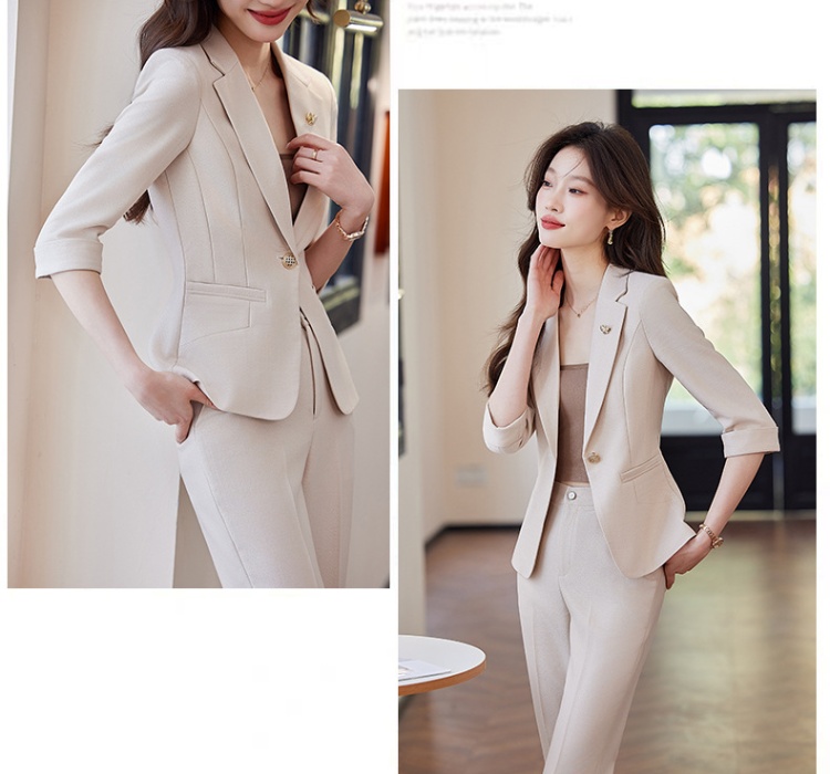 Commuting business suit pink coat 2pcs set for women