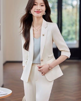 Profession fashion coat short sleeve business suit 2pcs set