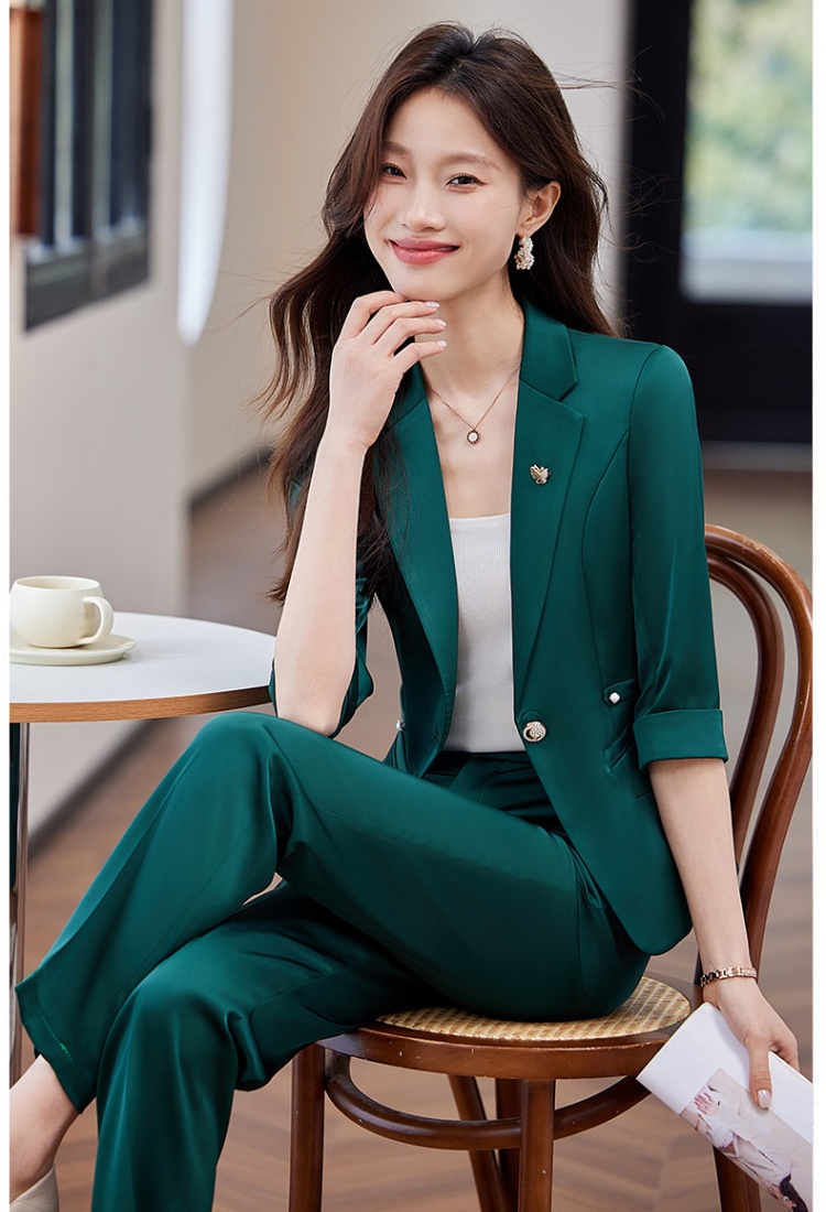 Profession fashion coat short sleeve business suit 2pcs set