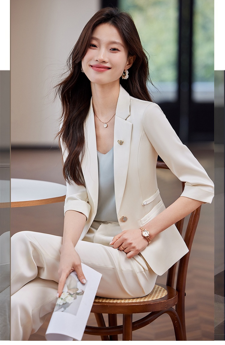 Profession fashion coat short sleeve business suit 2pcs set