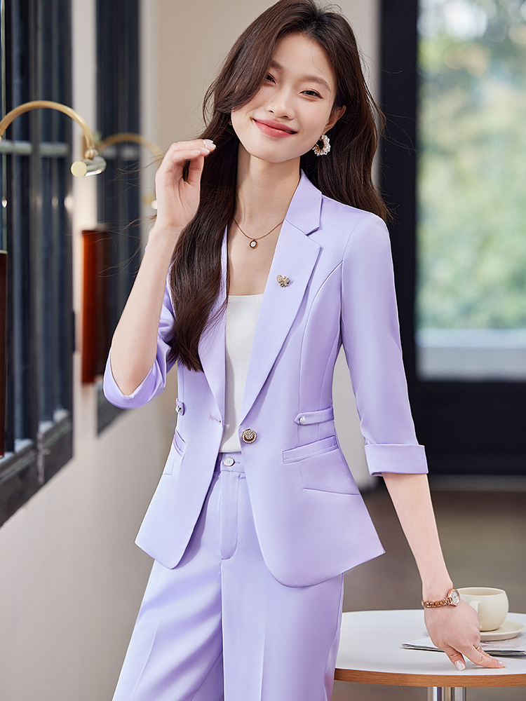 Profession fashion coat short sleeve business suit 2pcs set