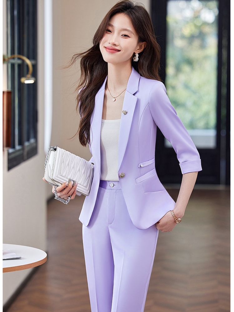 Profession fashion coat short sleeve business suit 2pcs set