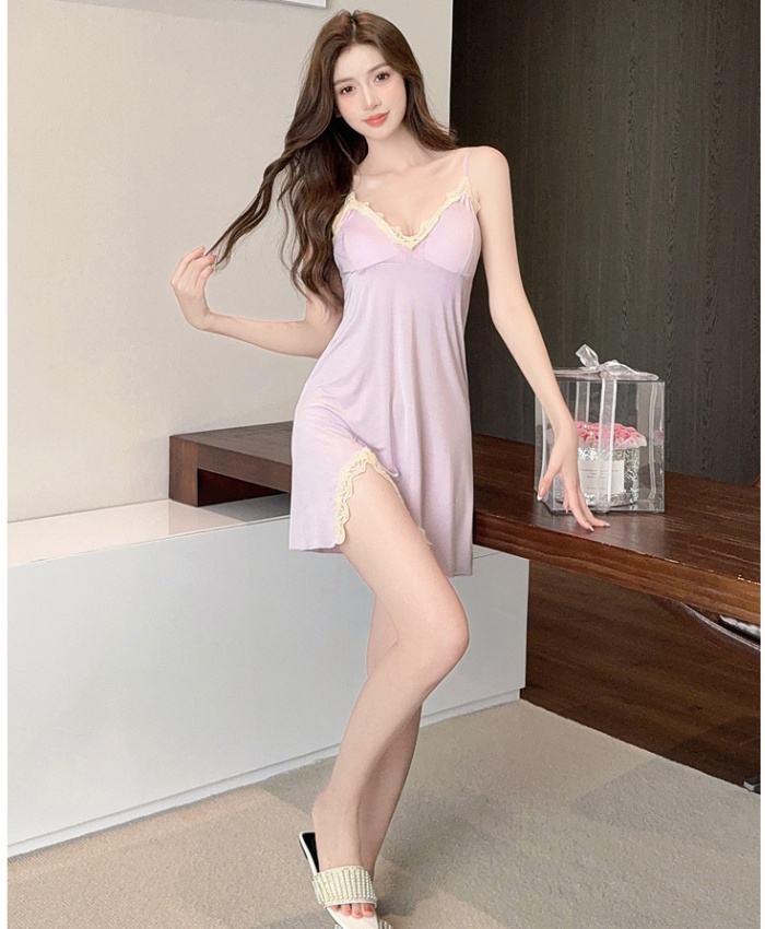 With chest pad pajamas sleeveless strap dress for women