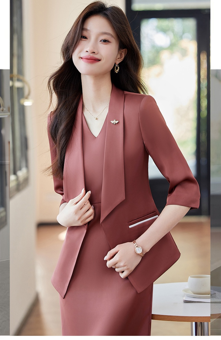 Fashion short sleeve dress red coat 2pcs set for women