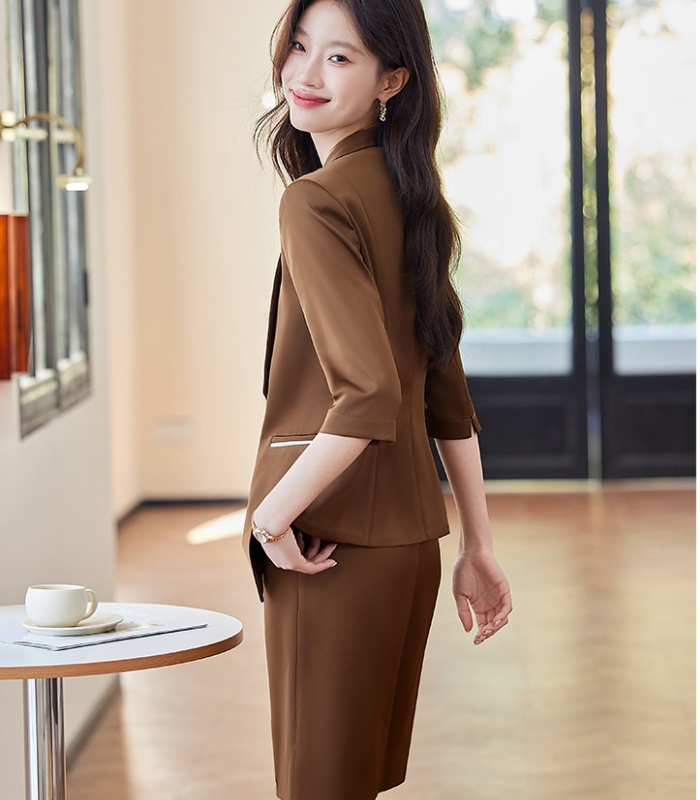 Fashion short sleeve dress red coat 2pcs set for women