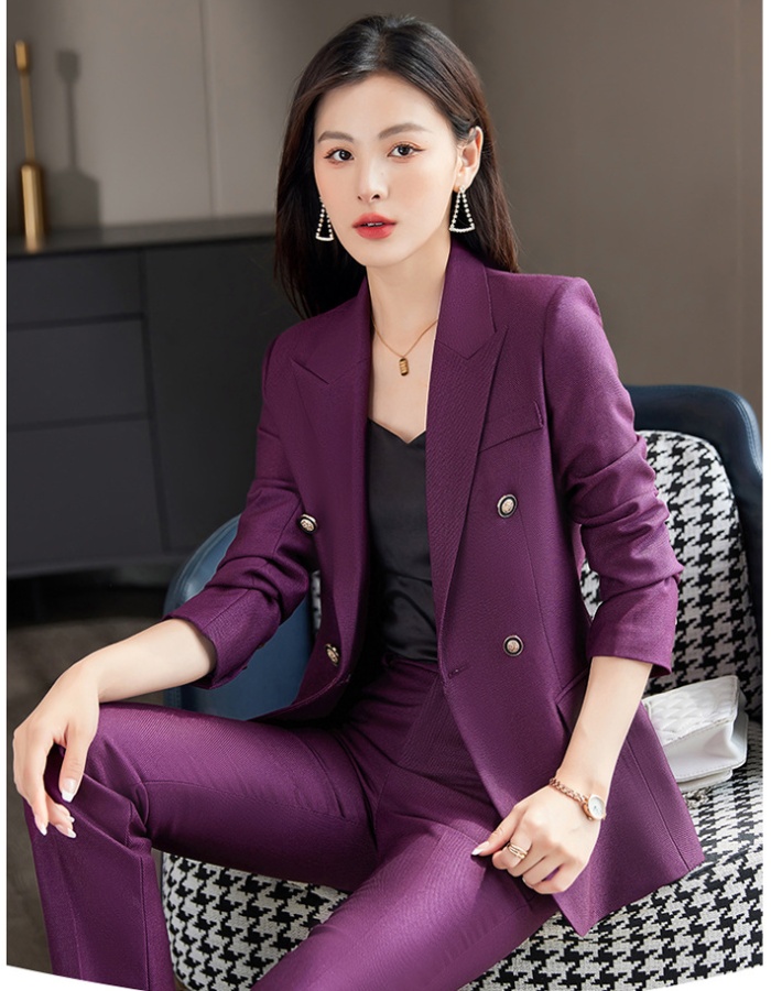 Temperament coat slim suit pants 2pcs set for women