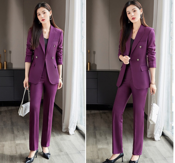 Temperament coat slim suit pants 2pcs set for women
