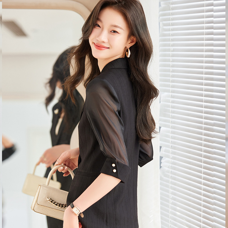 Simple profession business suit short sleeve pink coat