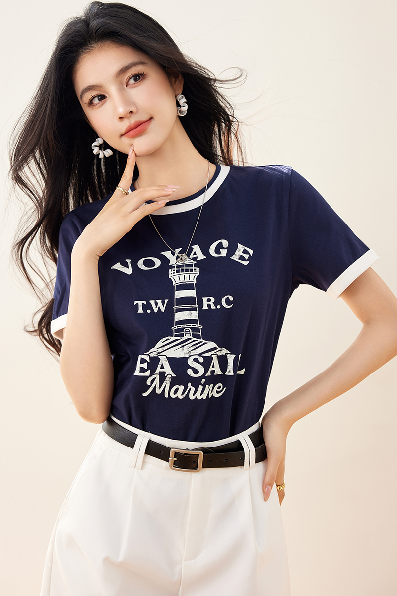 Simple T-shirt short sleeve bottoming shirt for women