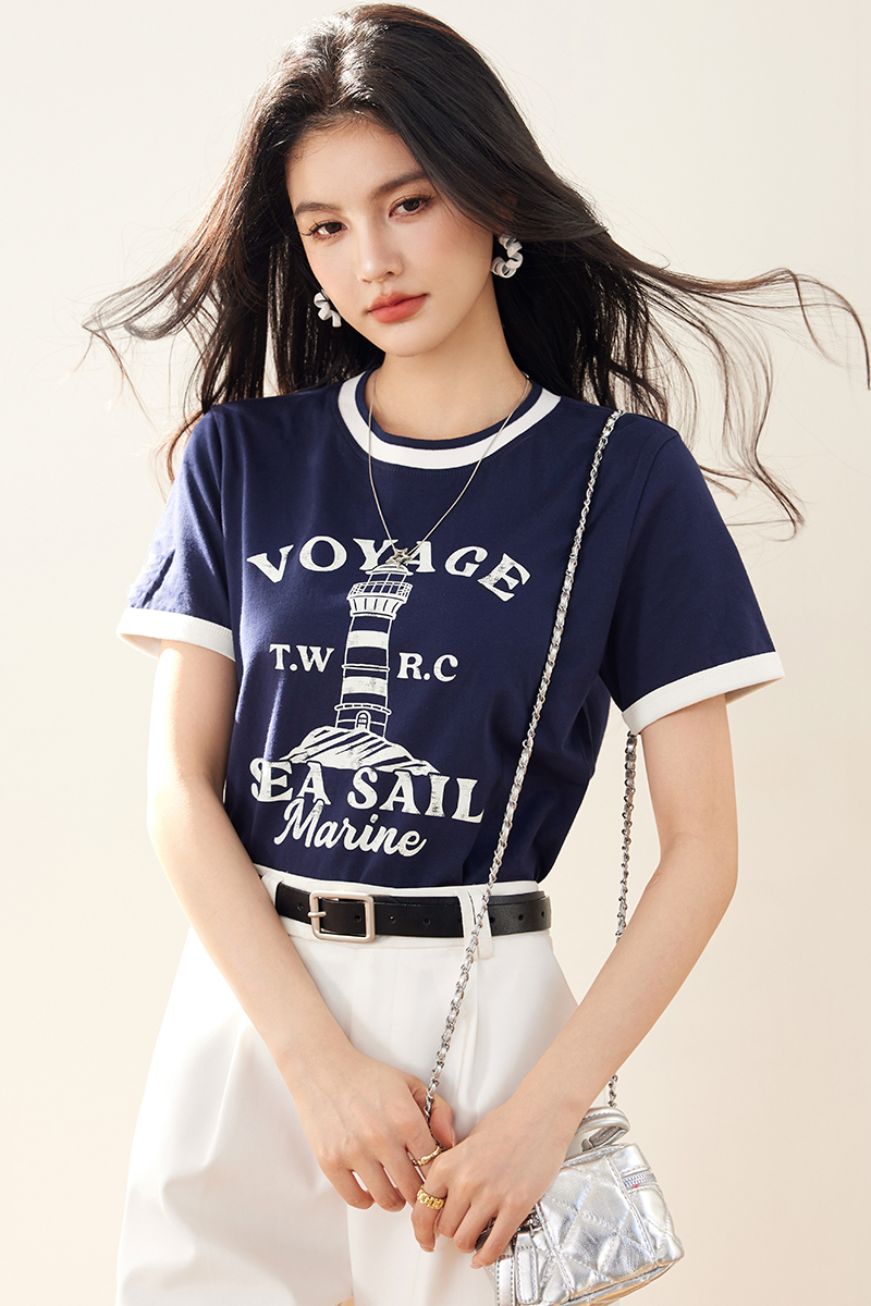 Simple T-shirt short sleeve bottoming shirt for women
