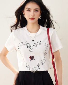 Thin pin slim Casual light niche heart T-shirt