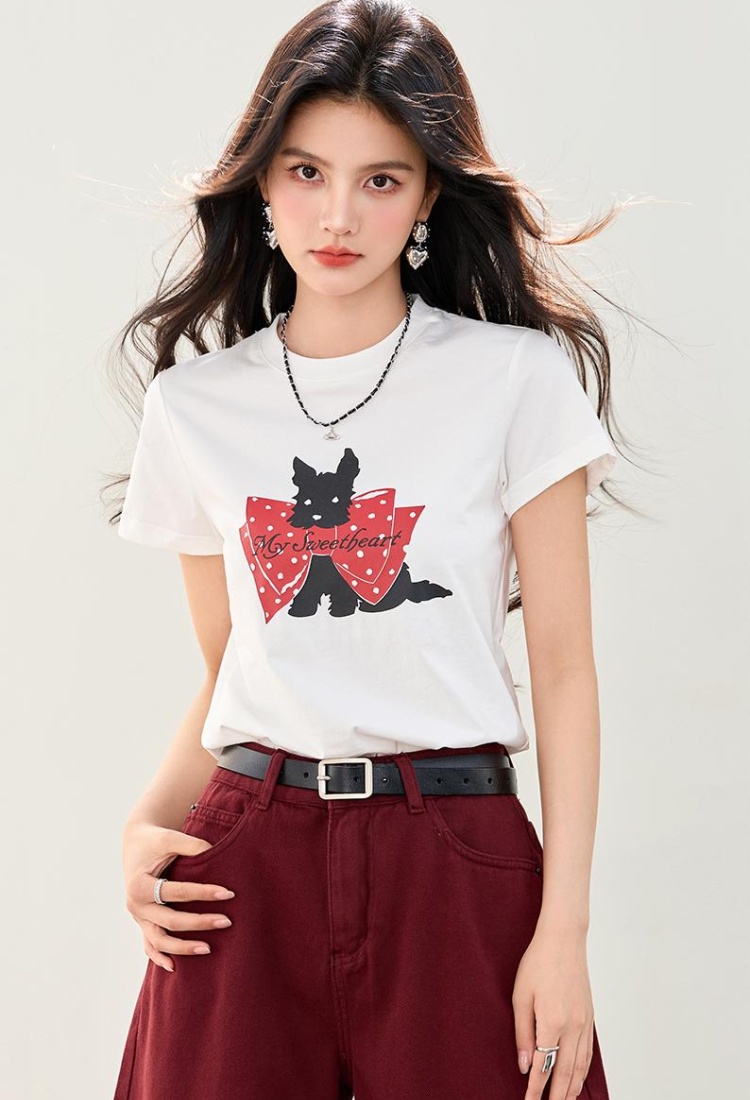 Temperament round neck tops slim Casual T-shirt