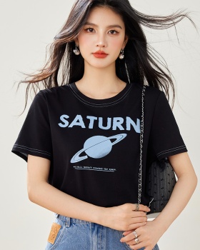Summer short sleeve black tops simple niche T-shirt for women