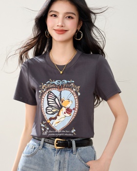 All-match printing T-shirt slim Casual tops