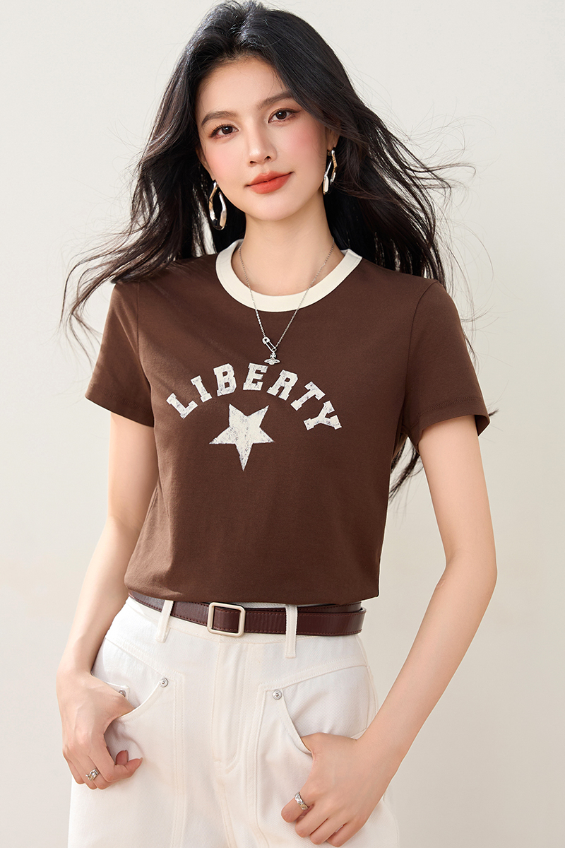 Summer slim American style elasticity cotton T-shirt