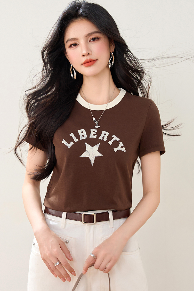 Summer slim American style elasticity cotton T-shirt