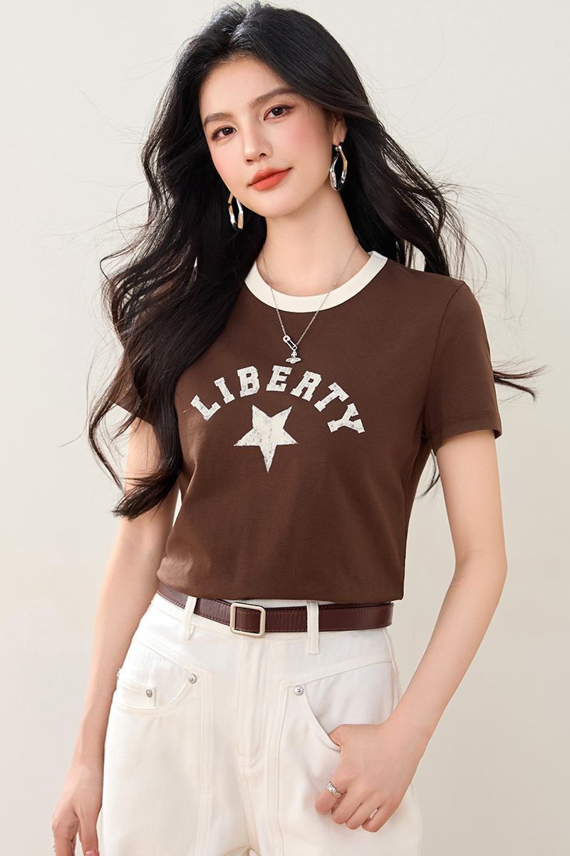Summer slim American style elasticity cotton T-shirt