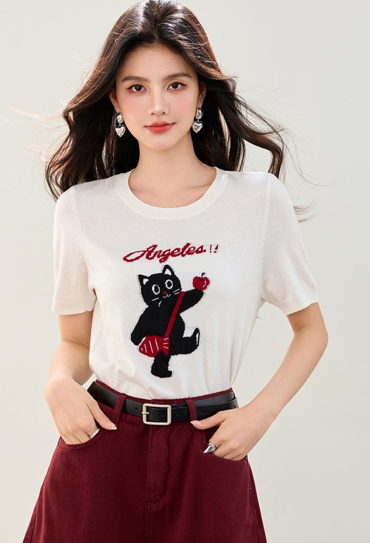 Short sleeve pullover round neck sweater