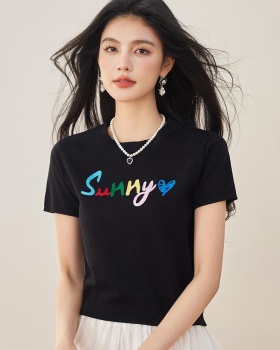Summer loose T-shirt creative round neck tops for women