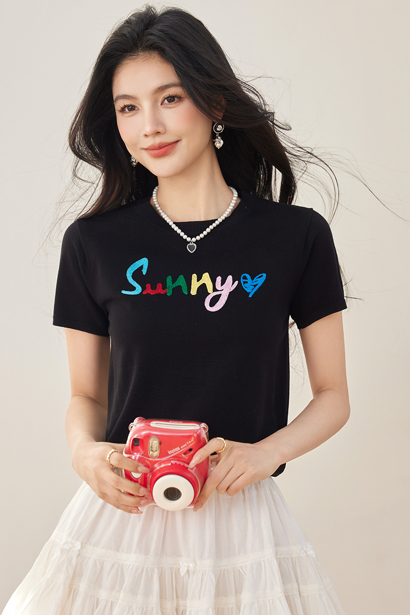 Summer loose T-shirt creative round neck tops for women