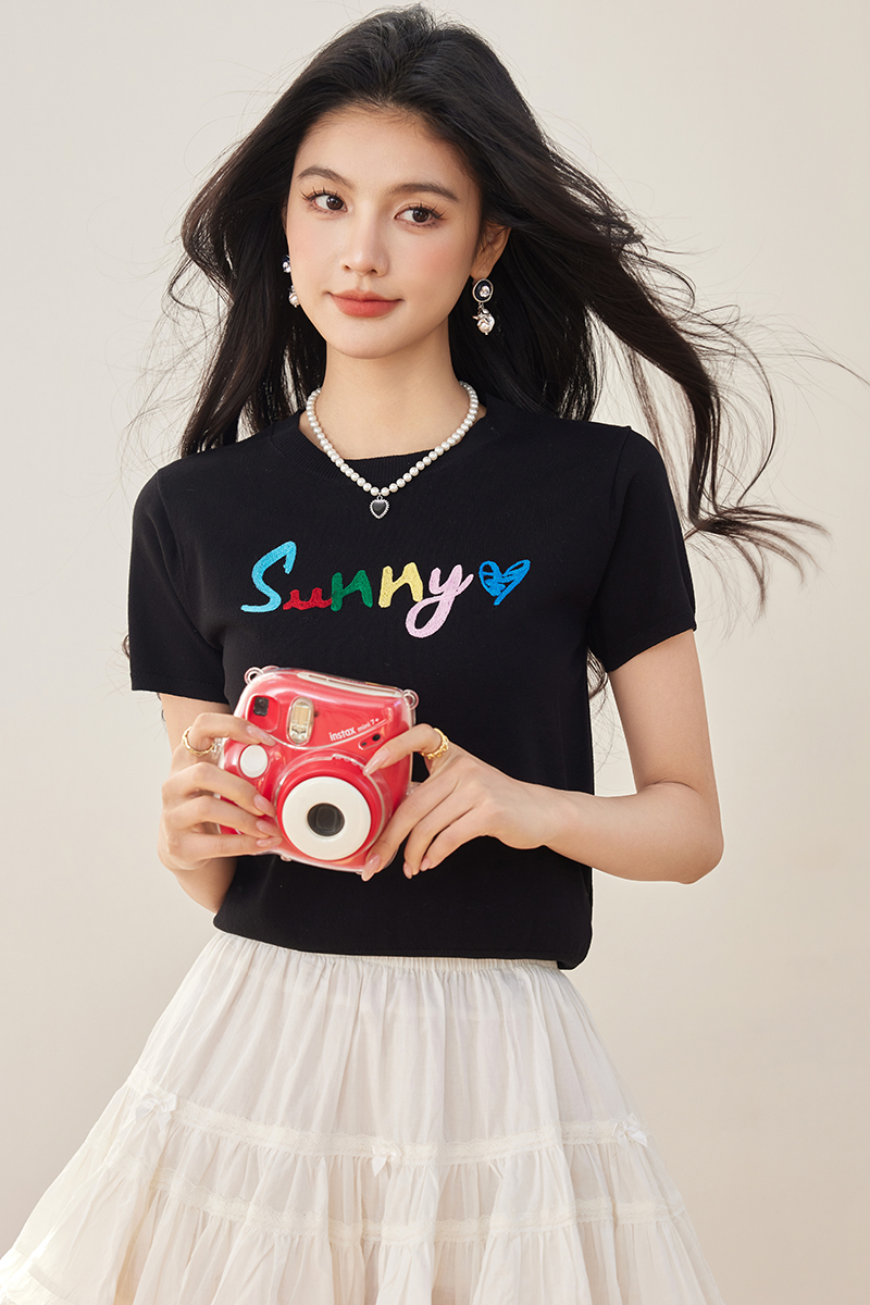 Summer loose T-shirt creative round neck tops for women