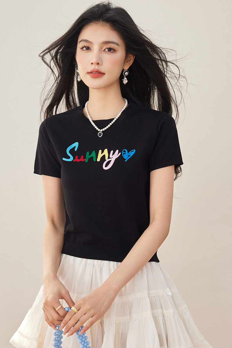Summer loose T-shirt creative round neck tops for women