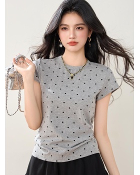 American style short sleeve T-shirt summer polka dot tops