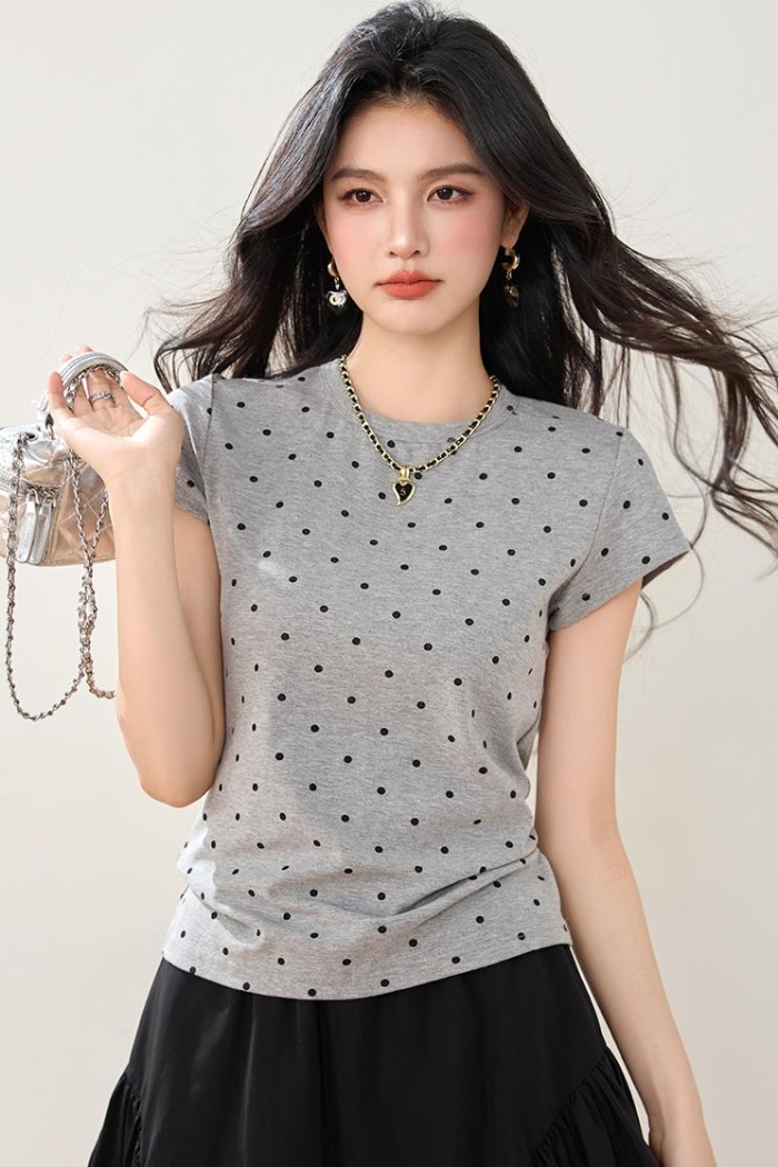 American style short sleeve T-shirt summer polka dot tops