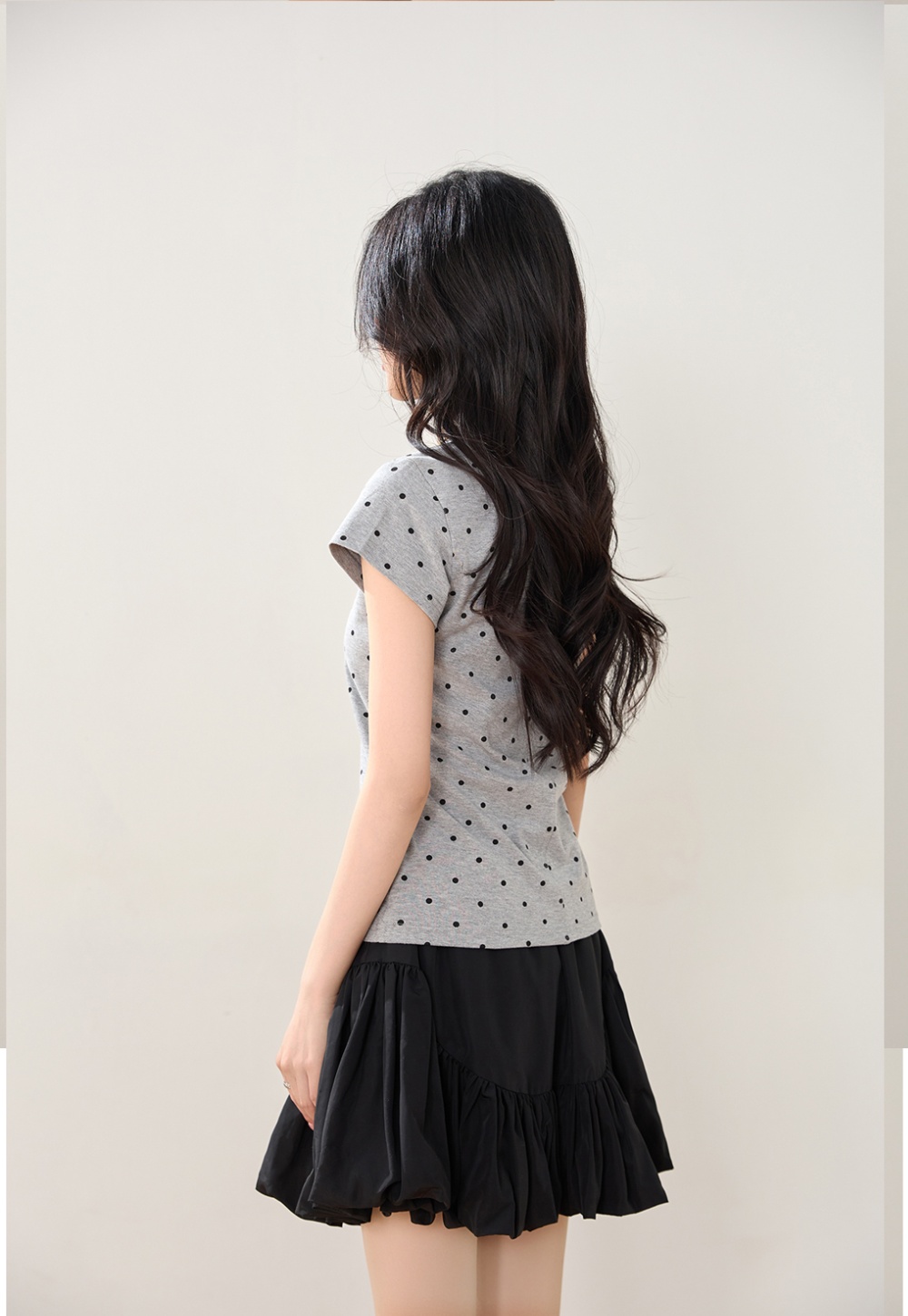 American style short sleeve T-shirt summer polka dot tops