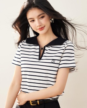 College style short sleeve shirts navy collar T-shirt