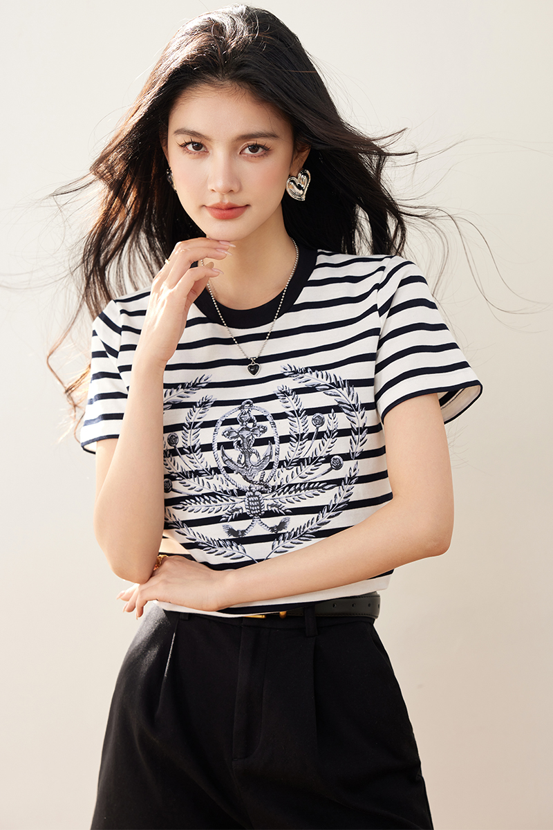 Short sleeve printing all-match pure cotton T-shirt