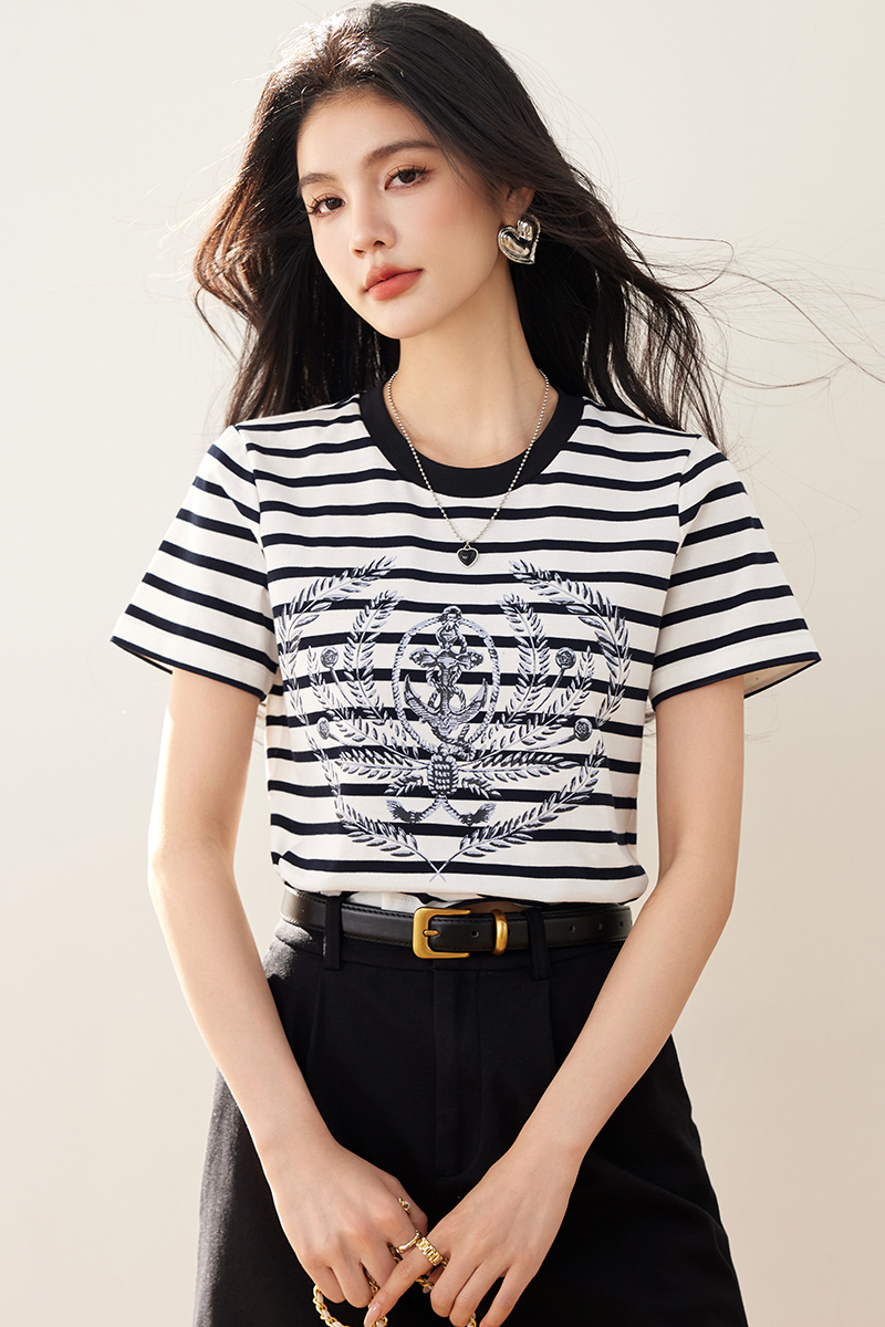 Short sleeve printing all-match pure cotton T-shirt