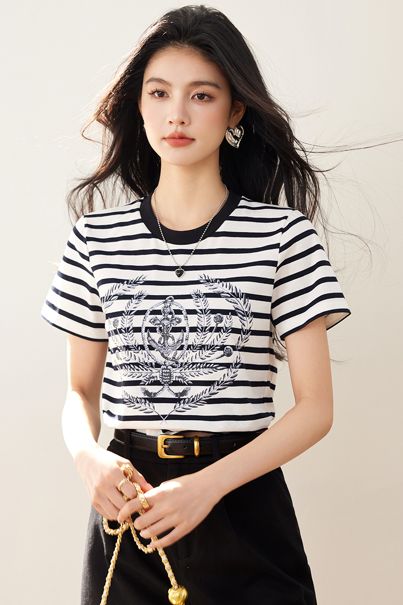 Short sleeve printing all-match pure cotton T-shirt