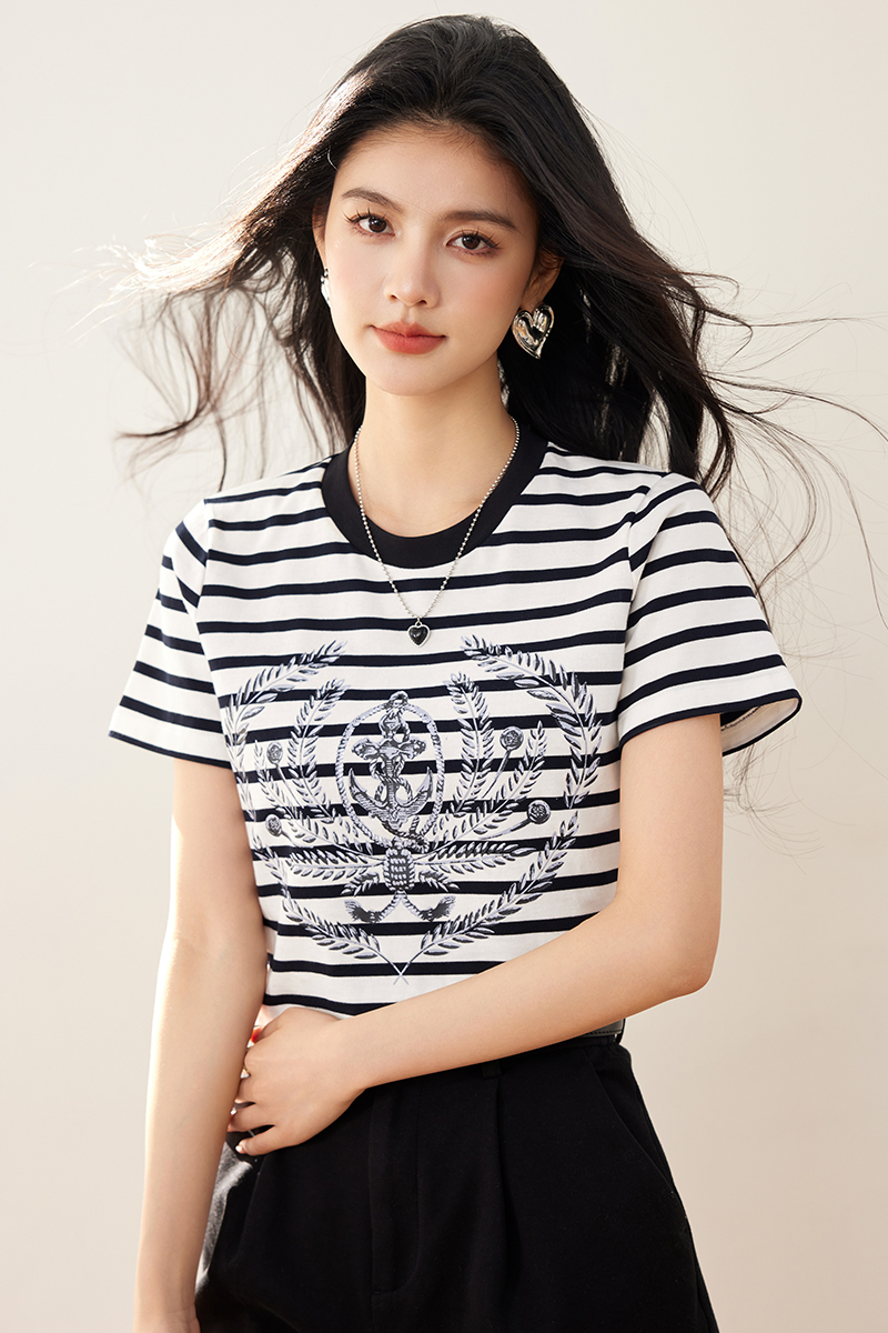 Short sleeve printing all-match pure cotton T-shirt