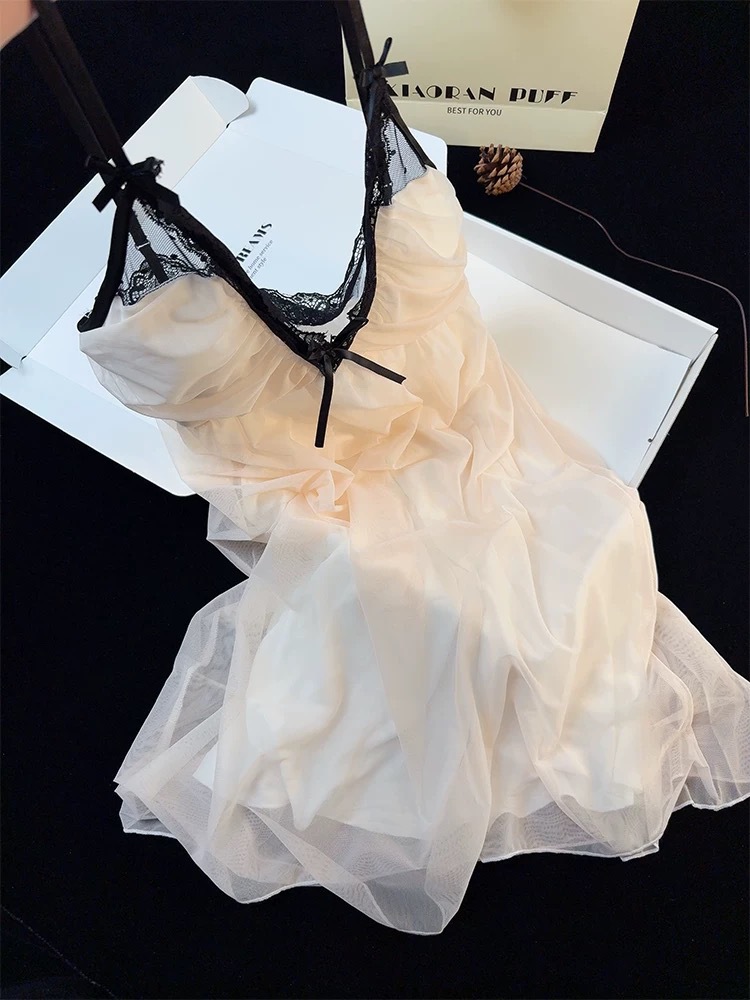 Gauze gather pajamas summer night dress for women