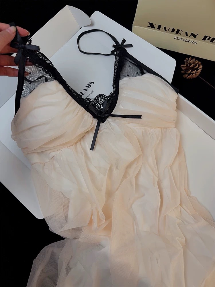 Gauze gather pajamas summer night dress for women