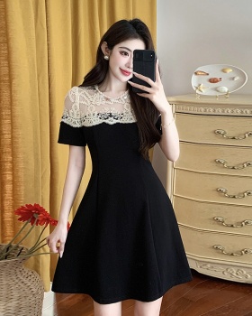 Slim ladies lace Cover belly temperament splice dress