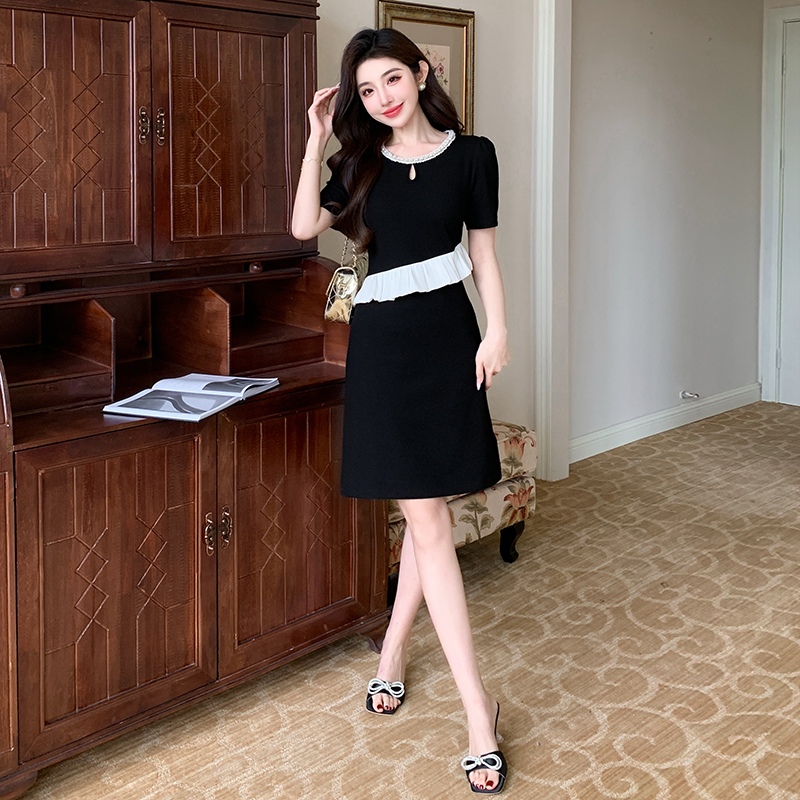 Chanelstyle beading ladies temperament splice dress