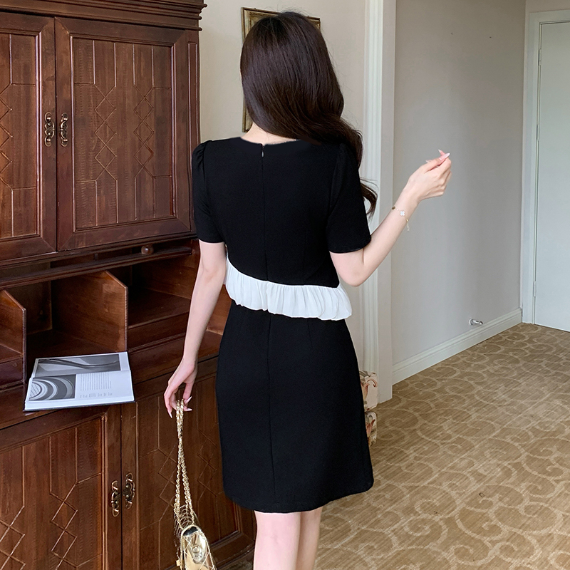 Chanelstyle beading ladies temperament splice dress