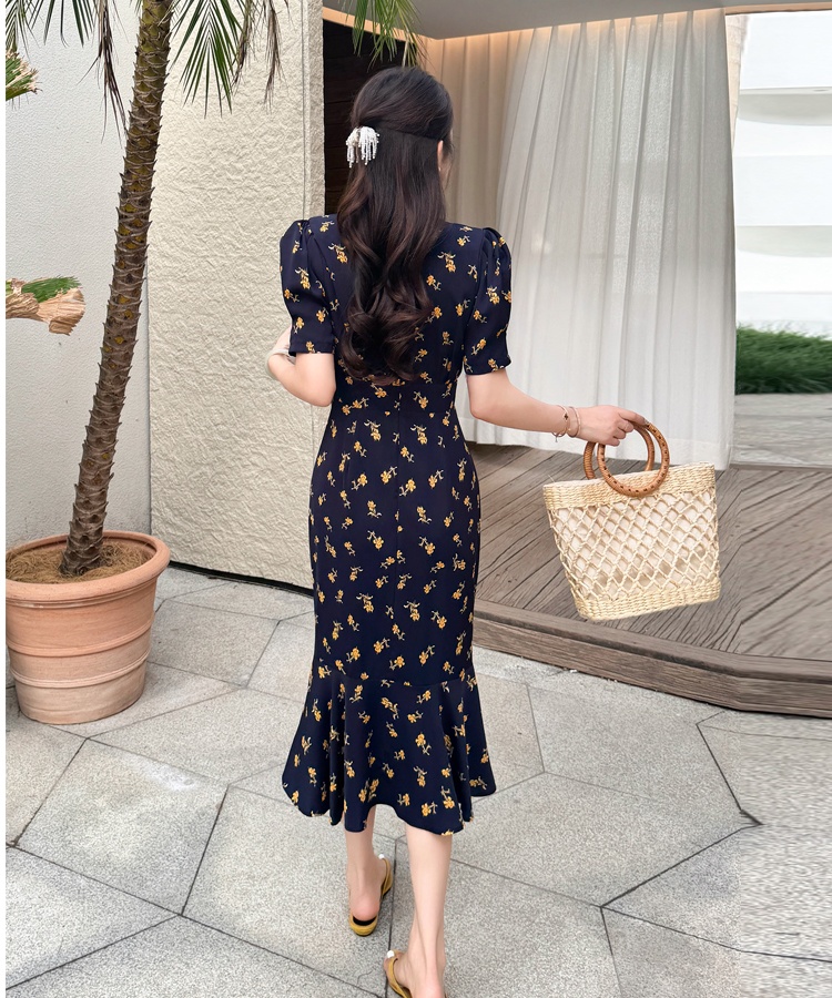 Floral split temperament commuting summer lady dress
